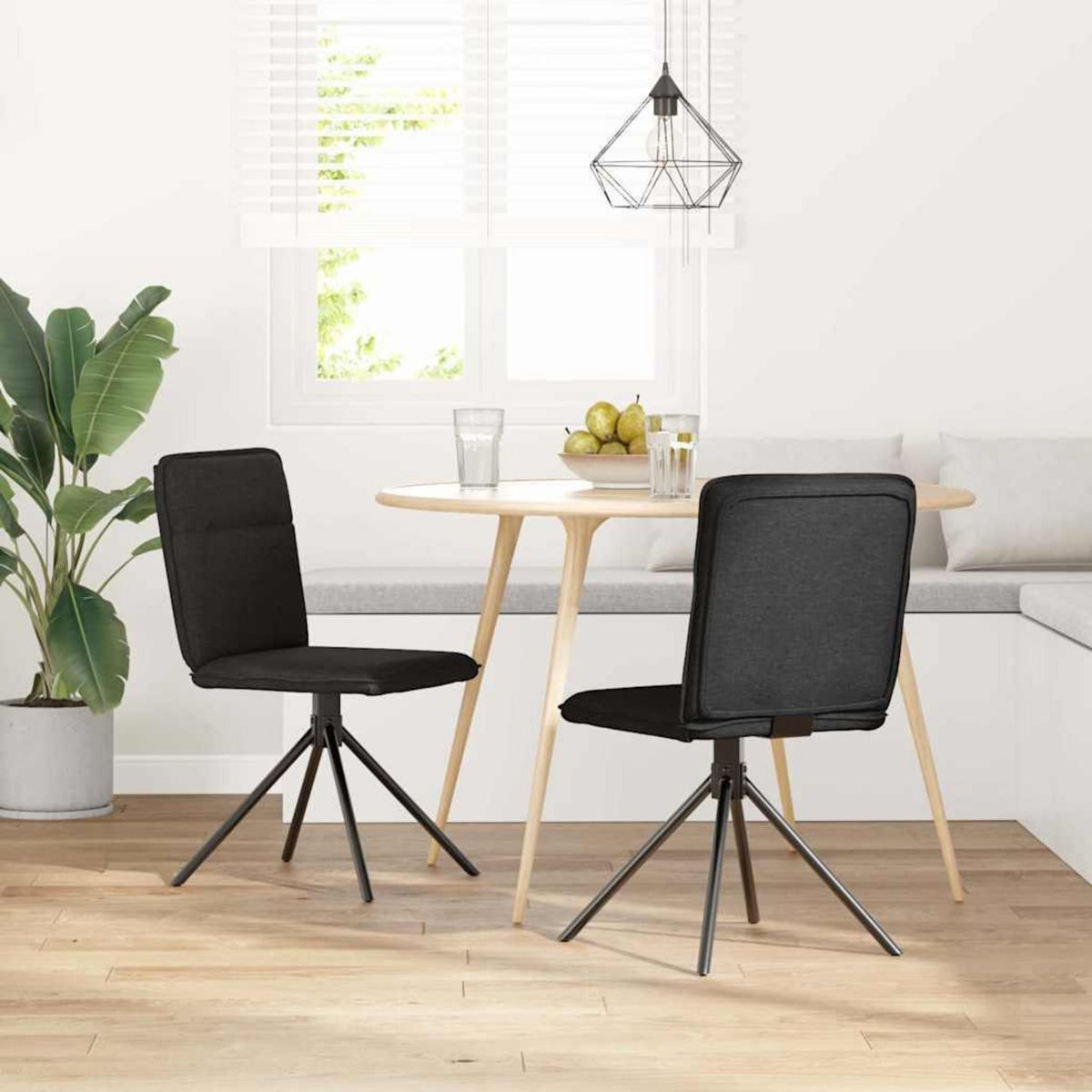 VIDAXL Chaises a manger lot de 2 noir tissu