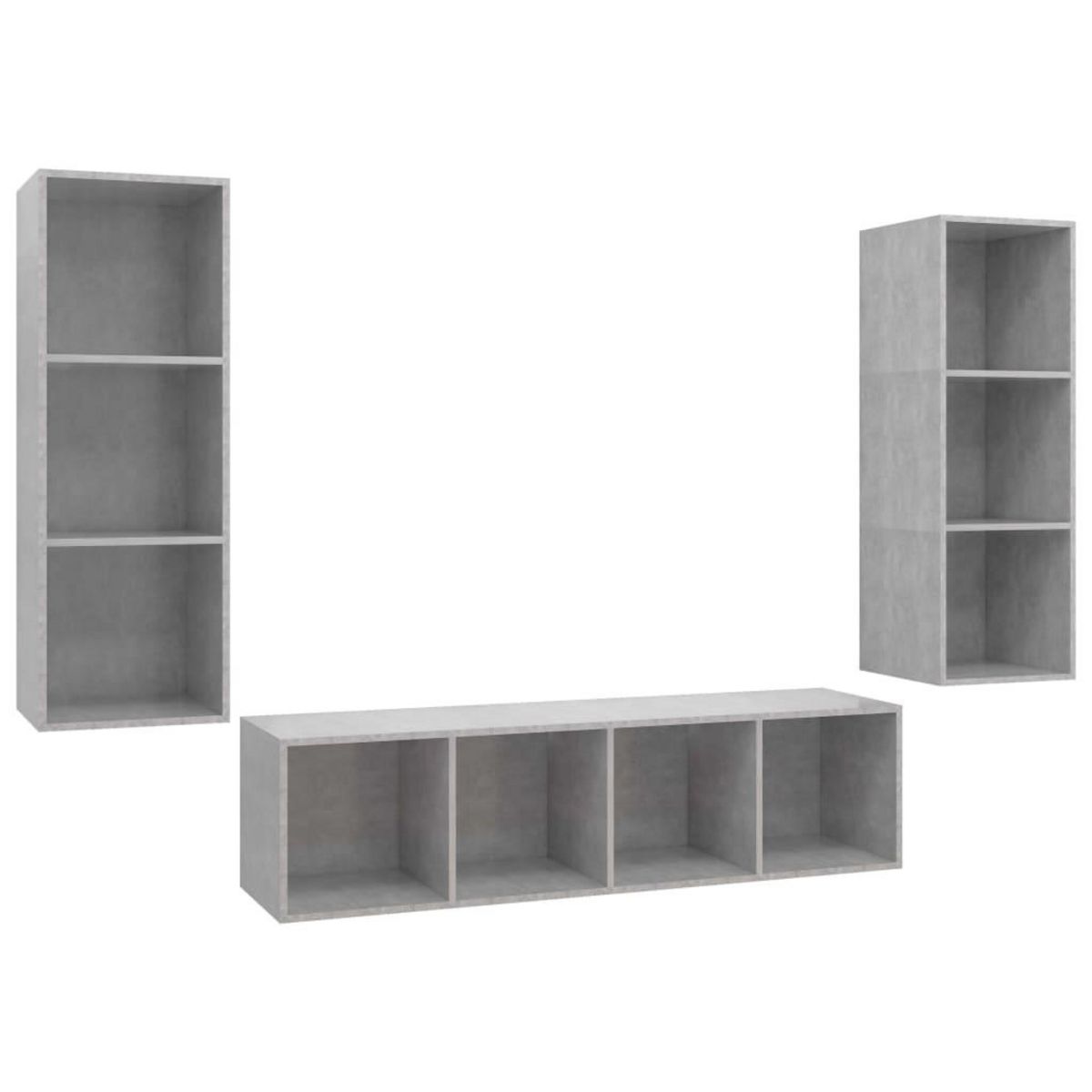VIDAXL Ensemble de meuble TV 3 pcs Gris beton Bois d'ingenierie