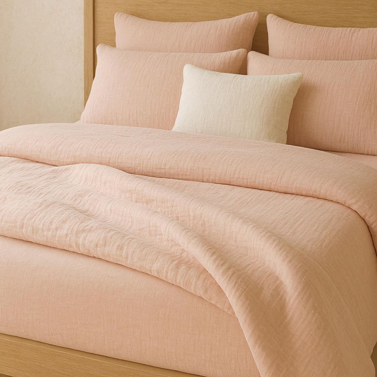 BATON ROUGE Drap housse 100%gaze de coton lavé rose lotus