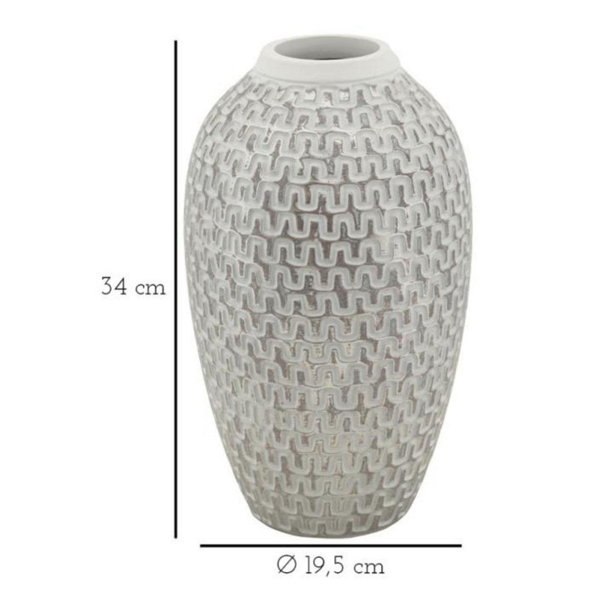 Paris Prix Vase Déco en Résine  Wave  34cm Blanc