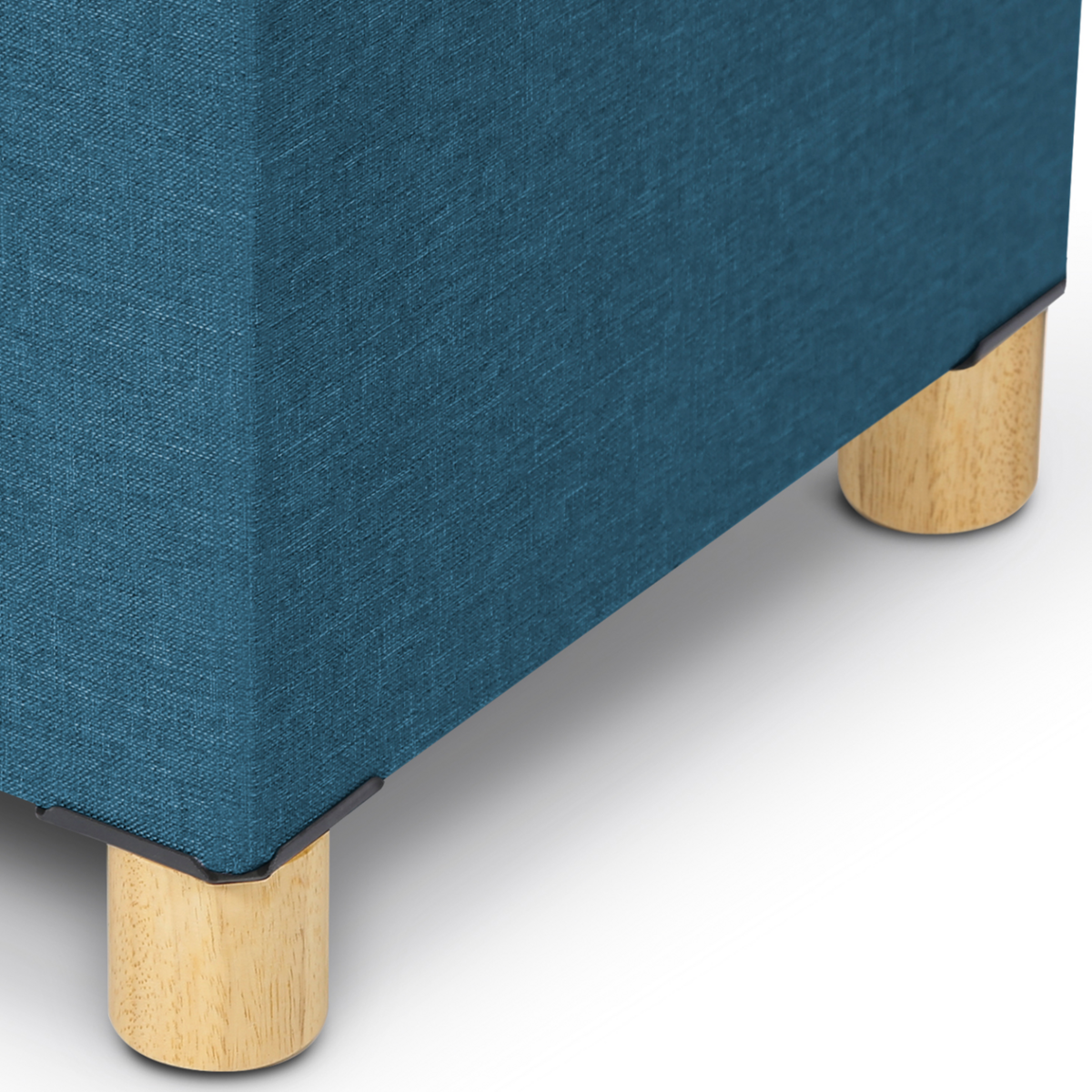 ID MARKET Banc coffre rangement sur pied 100 cm tissu bleu canard