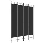 VIDAXL Cloison de separation 4 panneaux Noir 160x220 cm Tissu