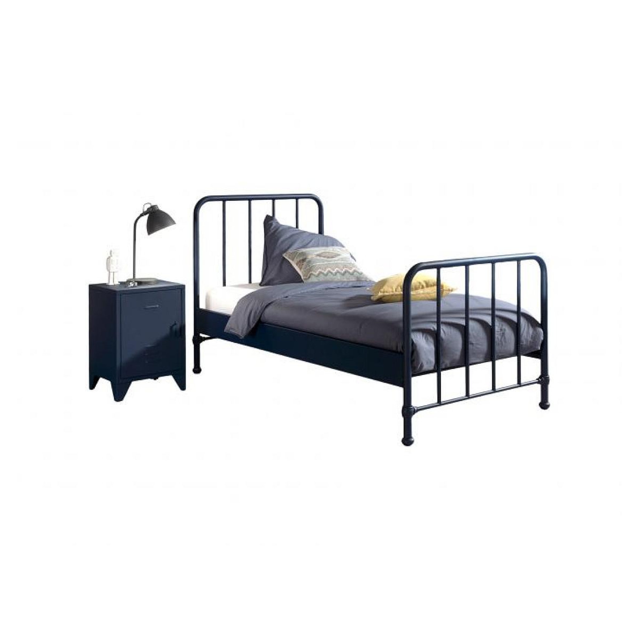 Vipack Lit et chevet Bronxx 90x200cm Bleu