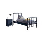 Vipack Lit et chevet Bronxx 90x200cm Bleu