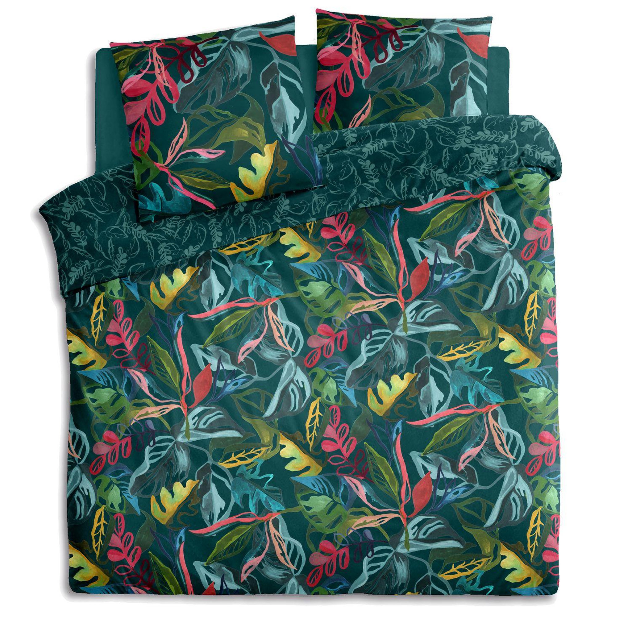 ATMOSPHERA Parure de lit 2 places en coton imprimé selva - 240x220 cm - bleu