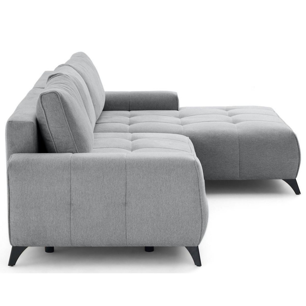 LISA DESIGN Rimini - canapé d'angle droit 4 places convertible avec coffre en tissu texturé