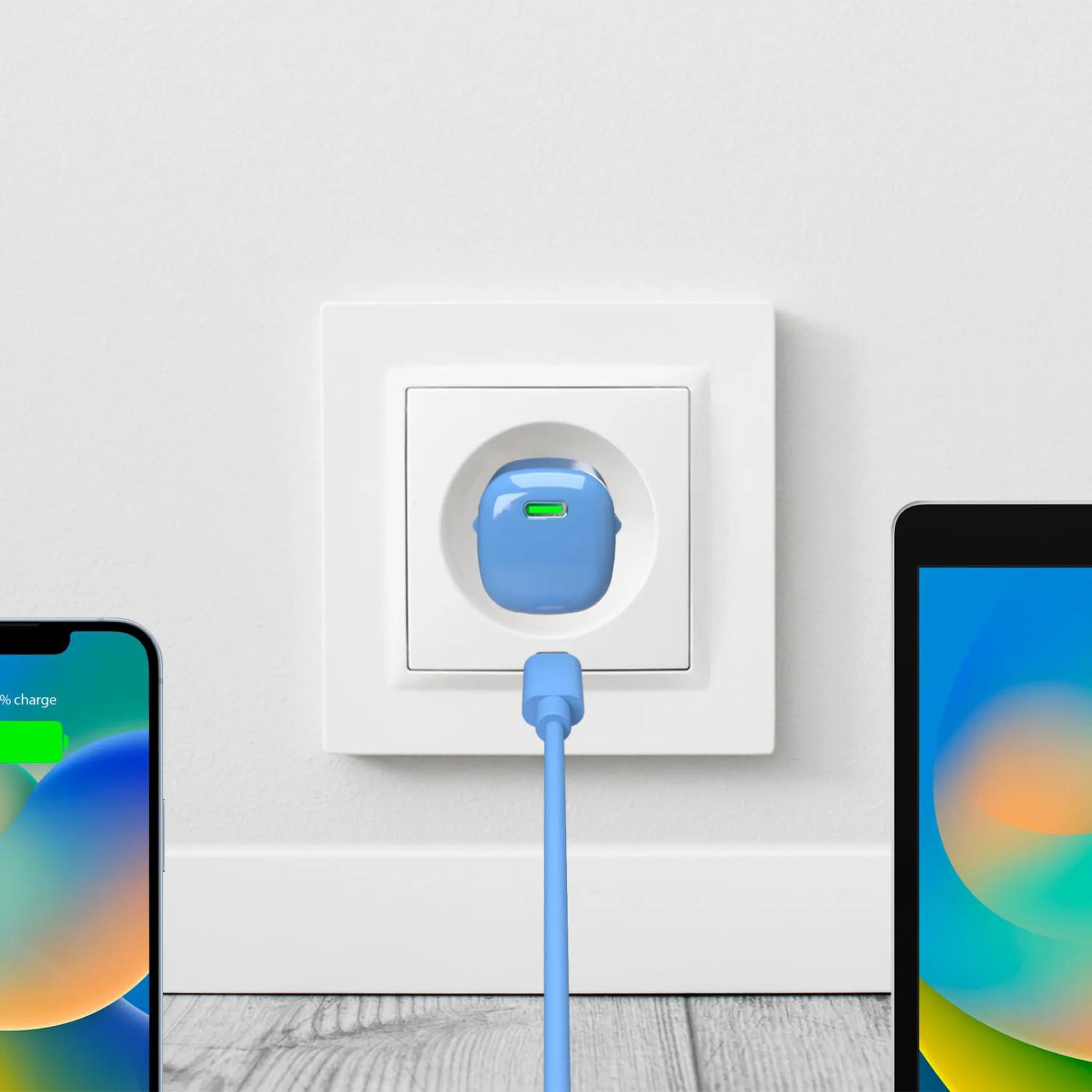 Voir la diapositive 3 : Puro Puro pufcmtcusbc20wgblue chargeur d'appareils mobiles smartphone, tablette bleu secteur charge rapide intérieure
