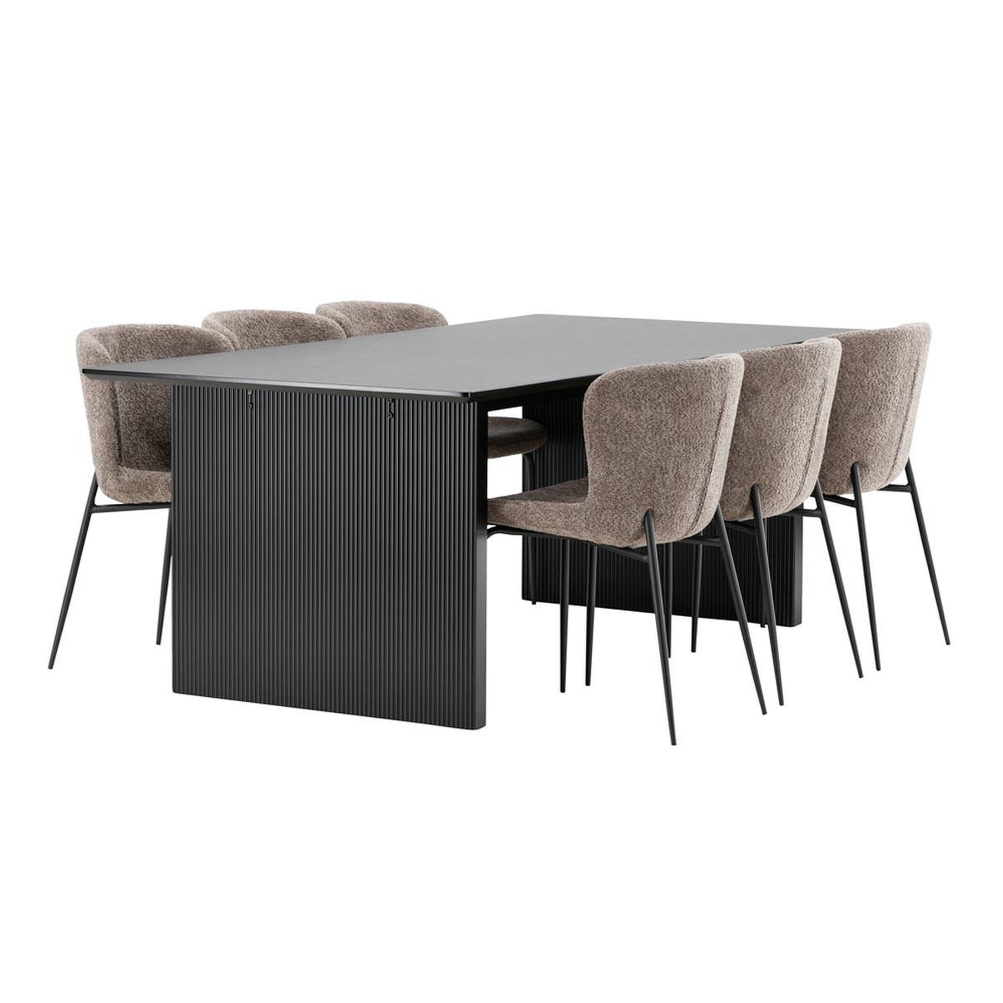 Paris Prix Ensemble table à manger & 6 chaises  vail & modesto  200cm noir & marron
