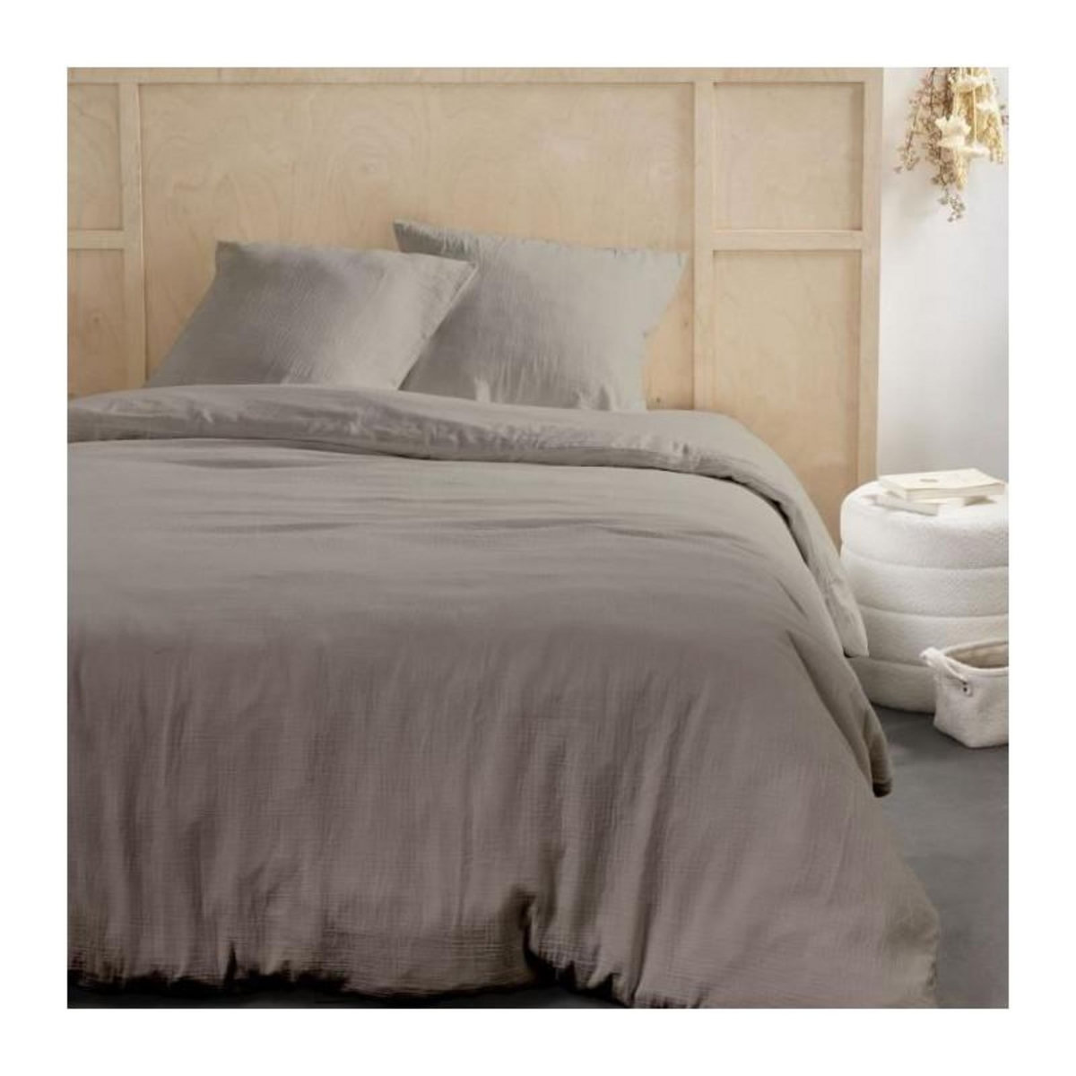 Today Parure de lit - TODAY - 123322 - 2 personnes - 260x240cm - Gaze de coton unie - Dune