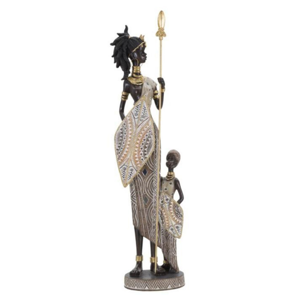 Paris Prix Statuette Déco Femme & Enfant  Tribal Masai  46cm Multicolore