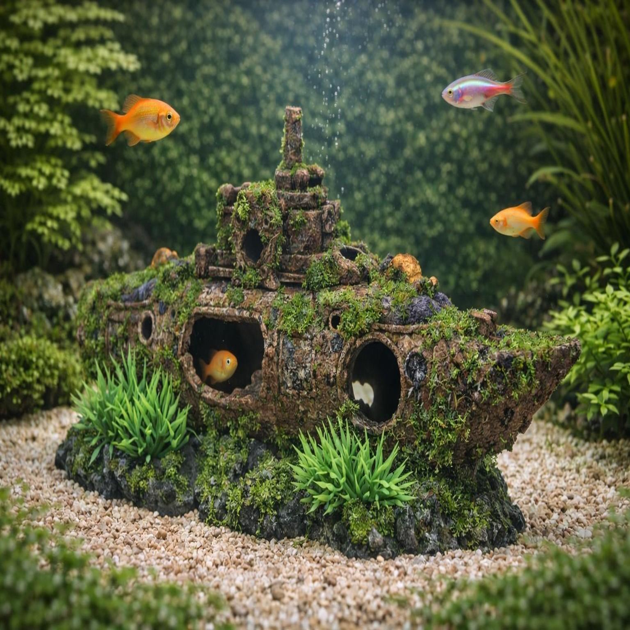 Voir la diapositive 3 : Eden Décoration aquarium sous-marin épave cachettes poissons