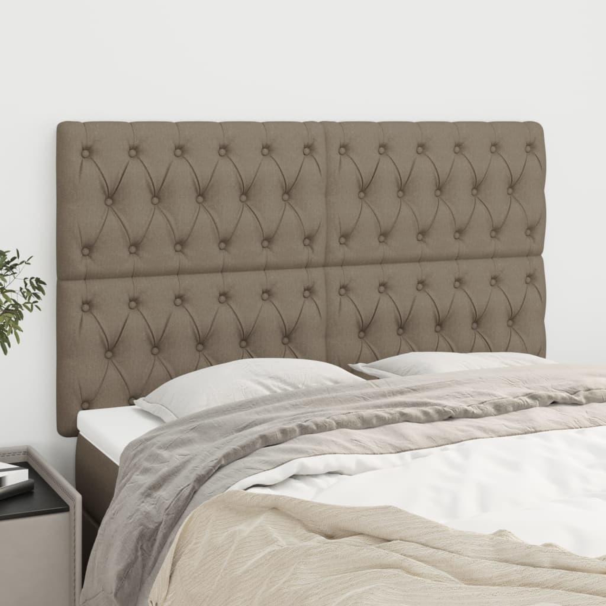 Voir la diapositive 1 : VIDAXL Tetes de lit 4 pcs Taupe 80x7x78/88 cm Tissu