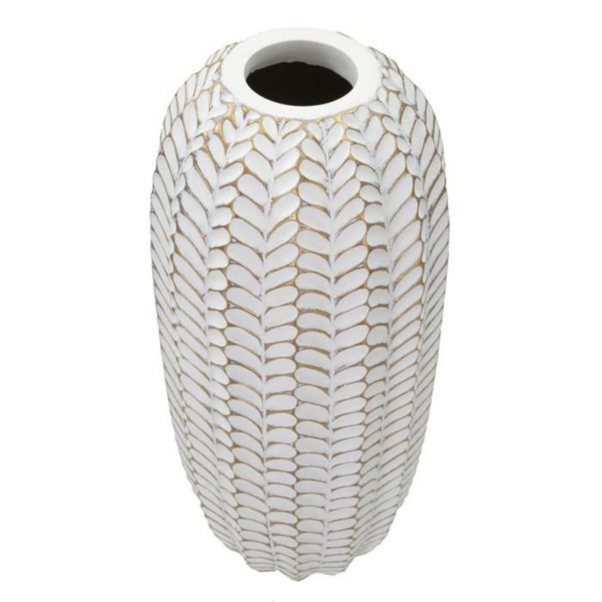 Paris Prix Vase Déco en Résine  Leaf  46cm Blanc