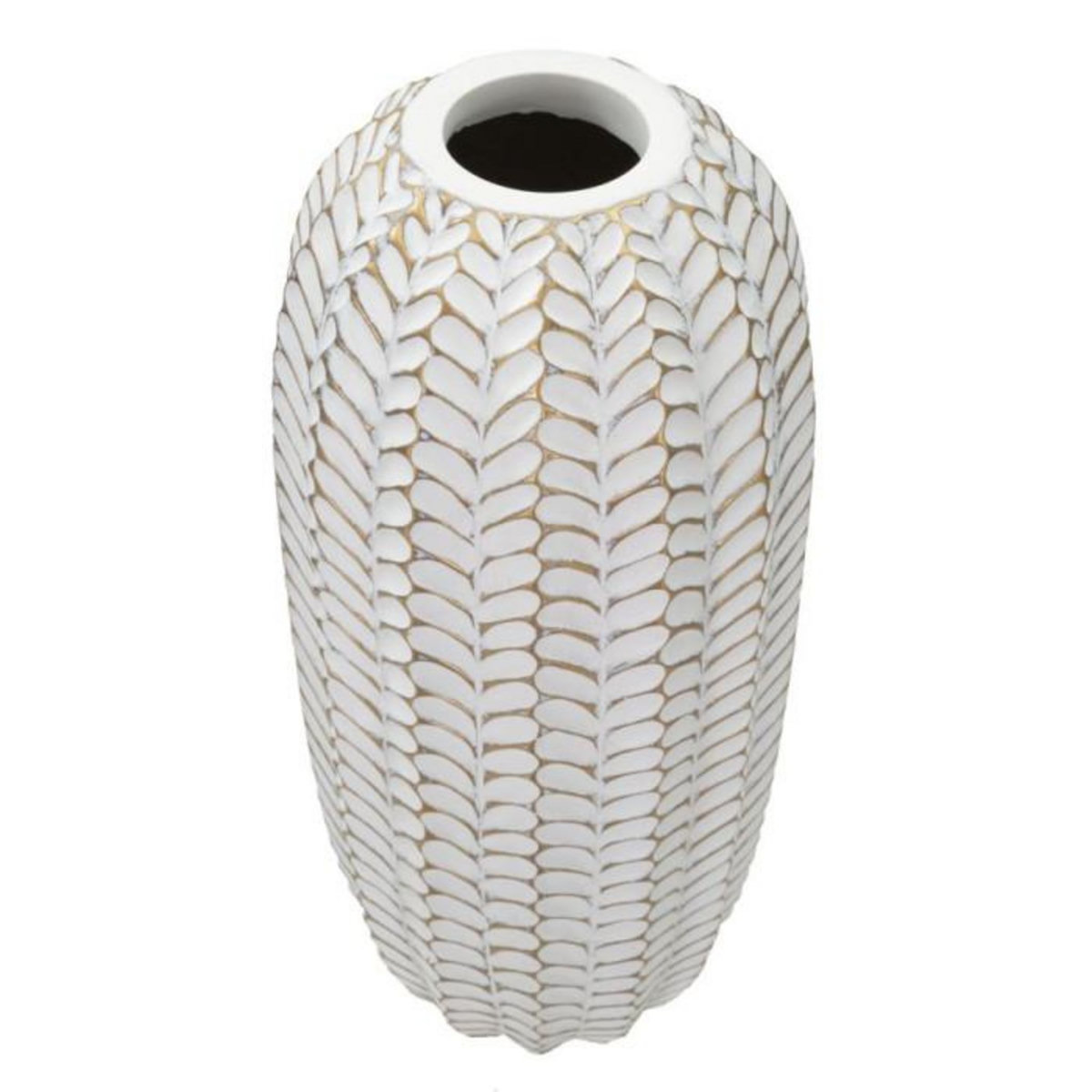 Paris Prix Vase Déco en Résine  Leaf  46cm Blanc