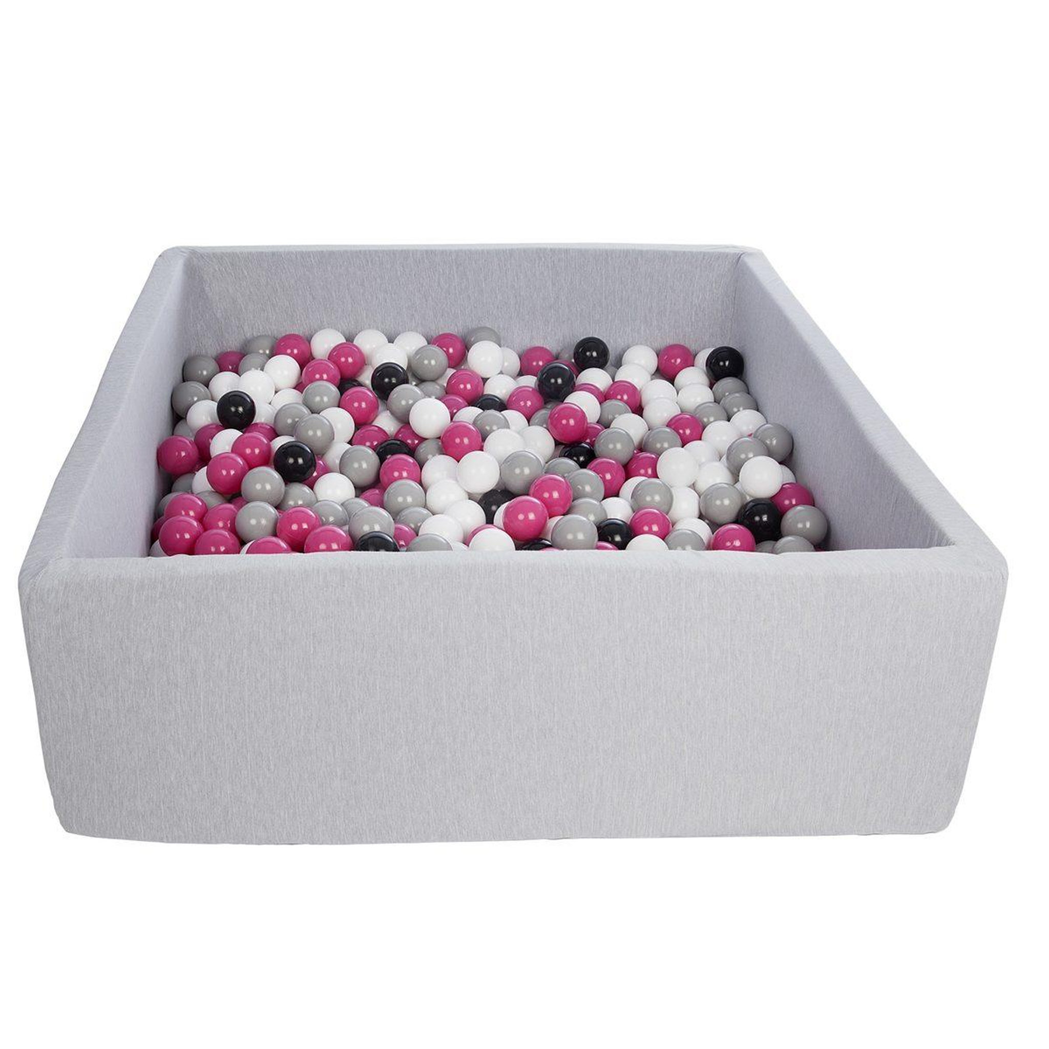 VELINDA Piscine à balles pour enfant, 20x120 cm, aire de jeu + 600 balles noir, blanc, rose,gris