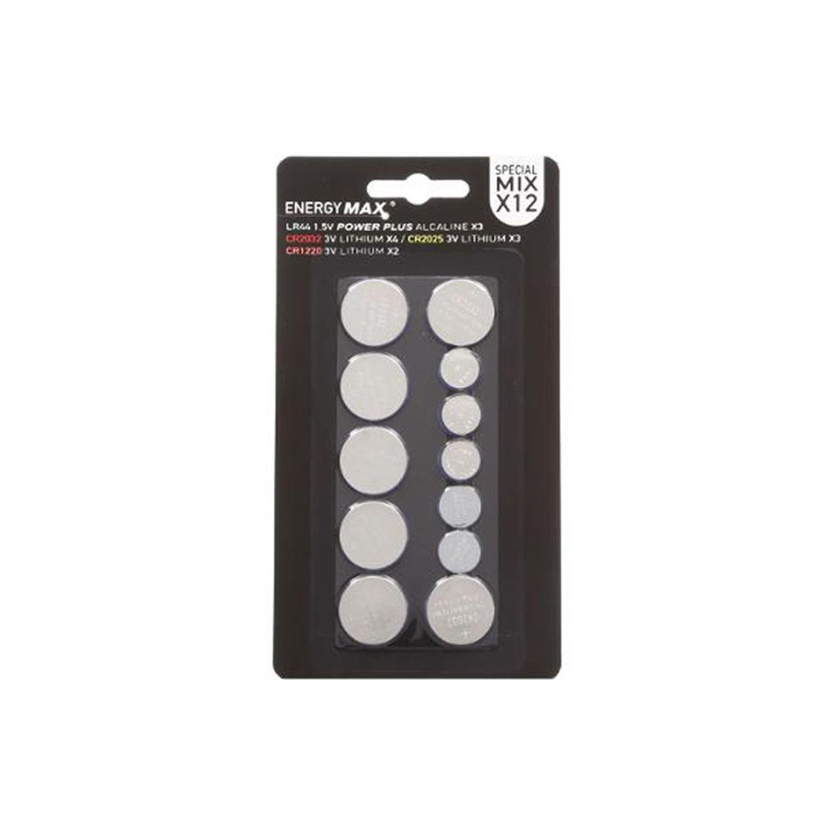 ENERGY MAX Lot de 12 Piles Rondes  Energy  15cm Argent