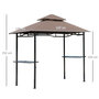 Voir la diapositive 3 : HOMCOM Pavillon abri tonnelle de jardin pour barbecue double toit 2 tablettes incluses tissu polyester acier 2,45 x 1,48 x 2,55 m chocolat