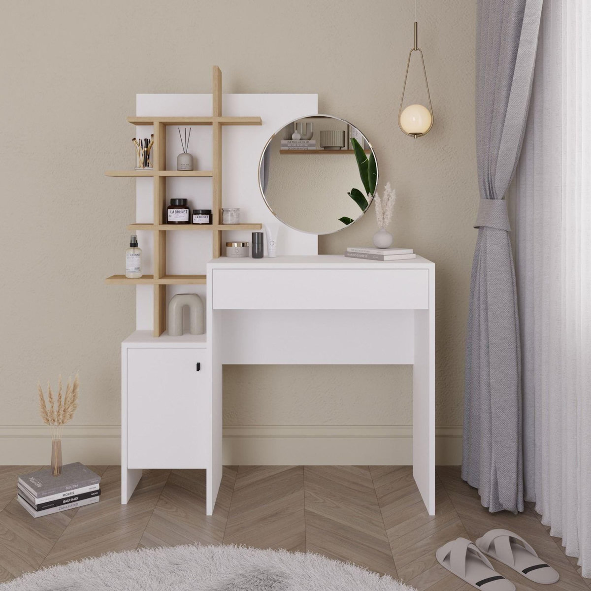 Habitat et Jardin Table de maquillage en bois  Mup  105 x 35 x 151 cm - Blanc