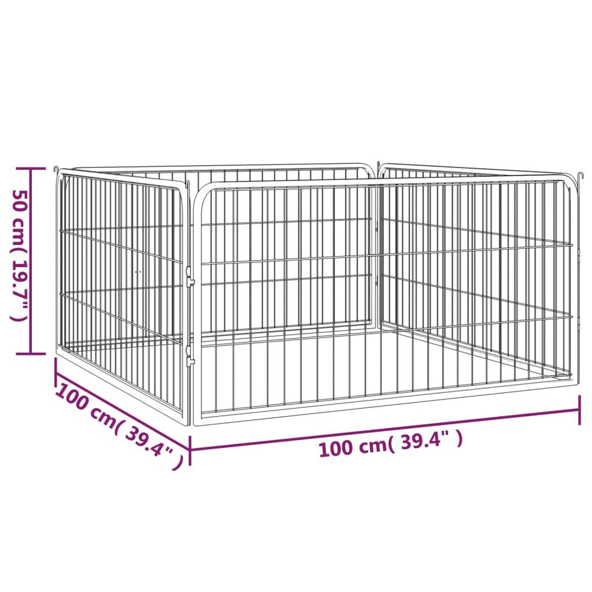Voir la diapositive 6 : VIDAXL Parc pour chien 4 panneaux Noir 100x50cm Acier enduit de poudre