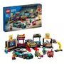 LEGO City 60389 Le garage de customisation, Jouet avec 2 Voitures, Atelier Automobile et 4 Minifigurines