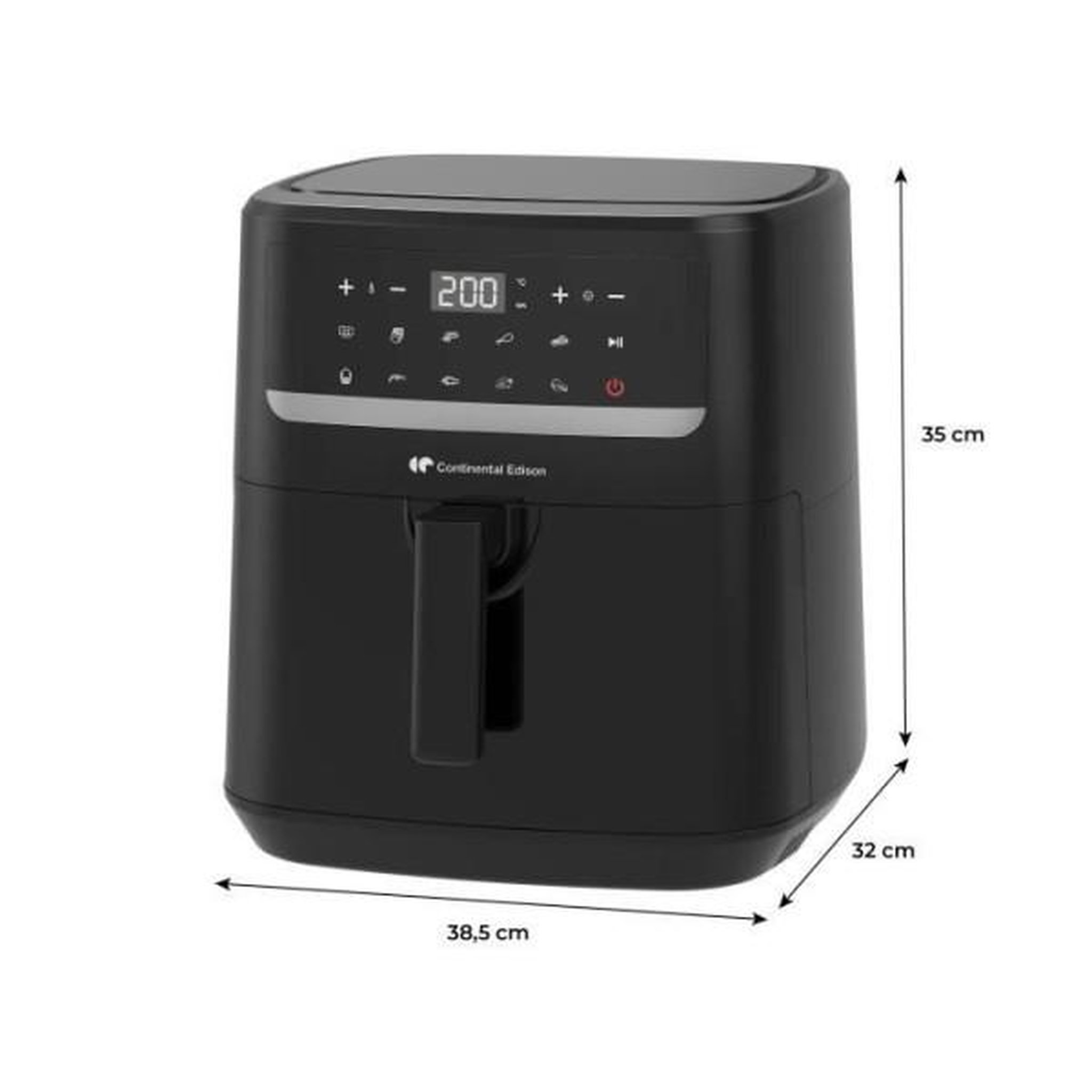 Voir la diapositive 2 : CONTINENTAL EDISON Friteuse Electrique  a air sans huile - CONTINENTAL EDISON - CEFR240092L - 1800 W - 9,2 L - Noir