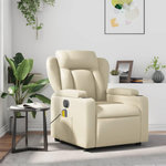 VIDAXL Fauteuil inclinable de massage Creme Similicuir