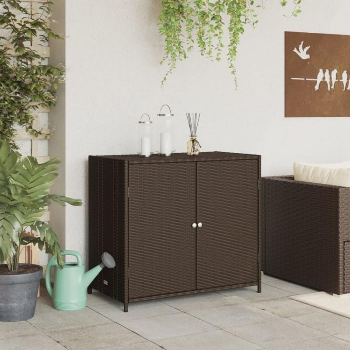 VIDAXL Armoire de rangement de jardin marron 83x45x76cm résine tressée