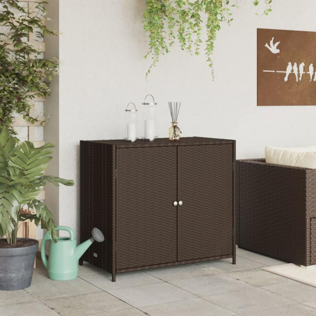 VIDAXL Armoire de rangement de jardin marron 83x45x76cm résine tressée