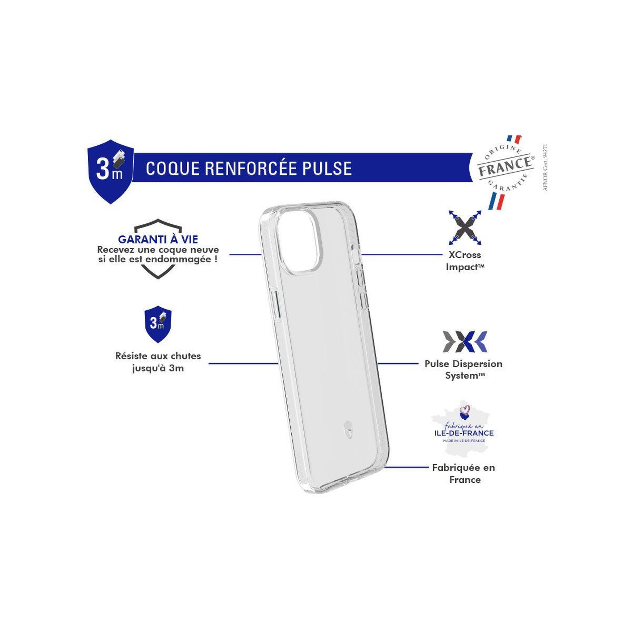 Voir la diapositive 2 : FORCE CASE Coque iPhone 15 Plus Transparent pulse