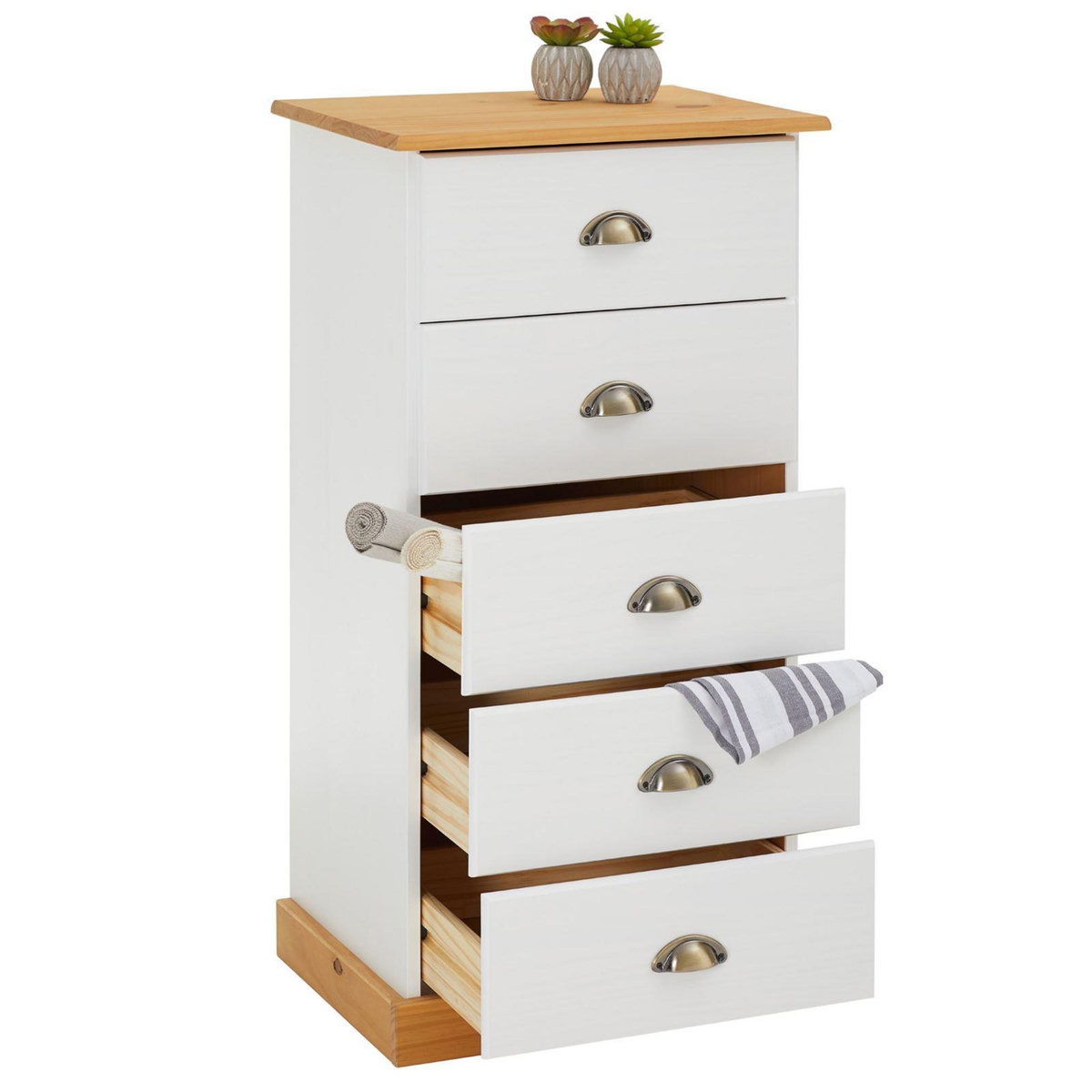 IDIMEX Chiffonnier PARIS en pin massif, 5 tiroirs