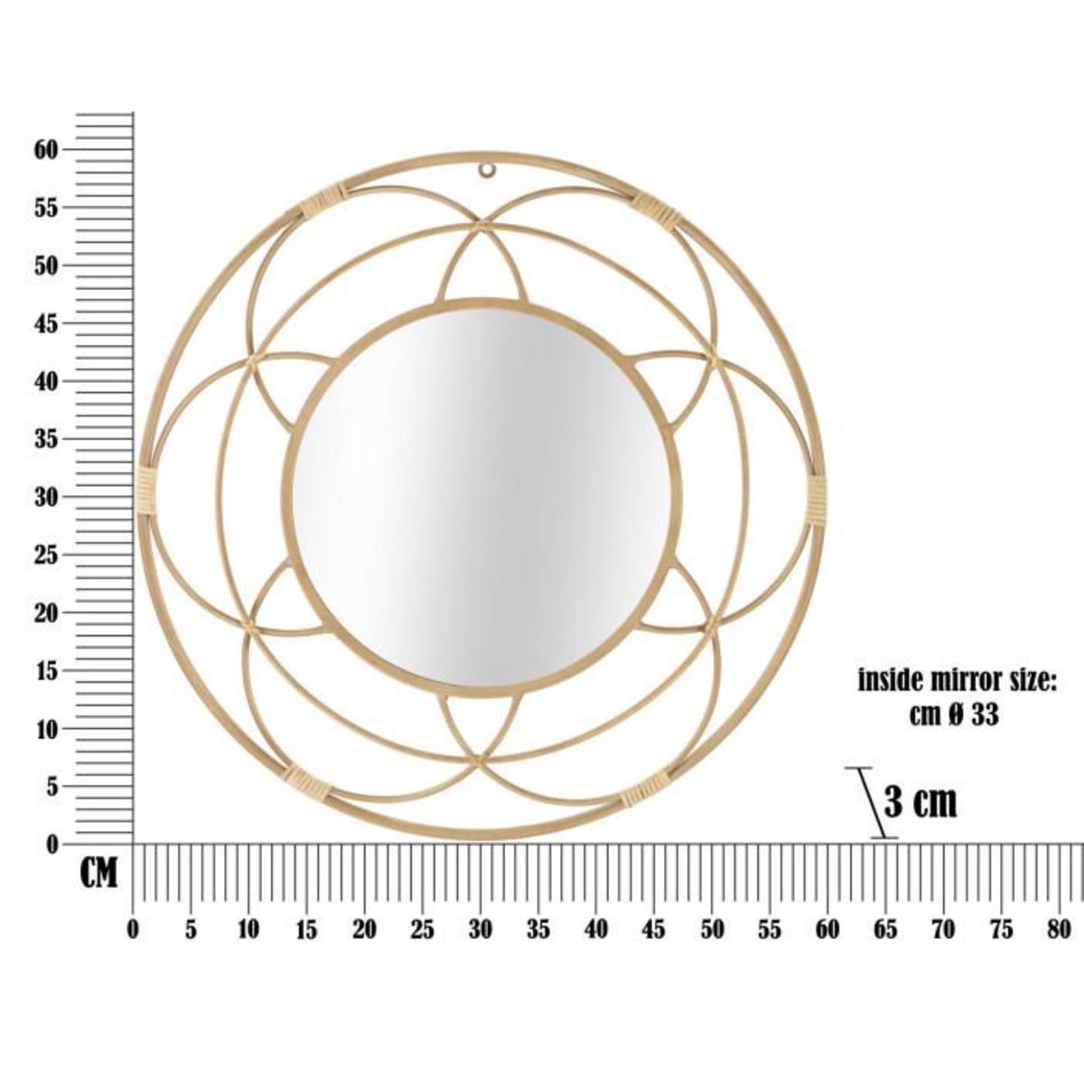 Paris Prix Miroir Mural Déco  Valencia  60cm Naturel
