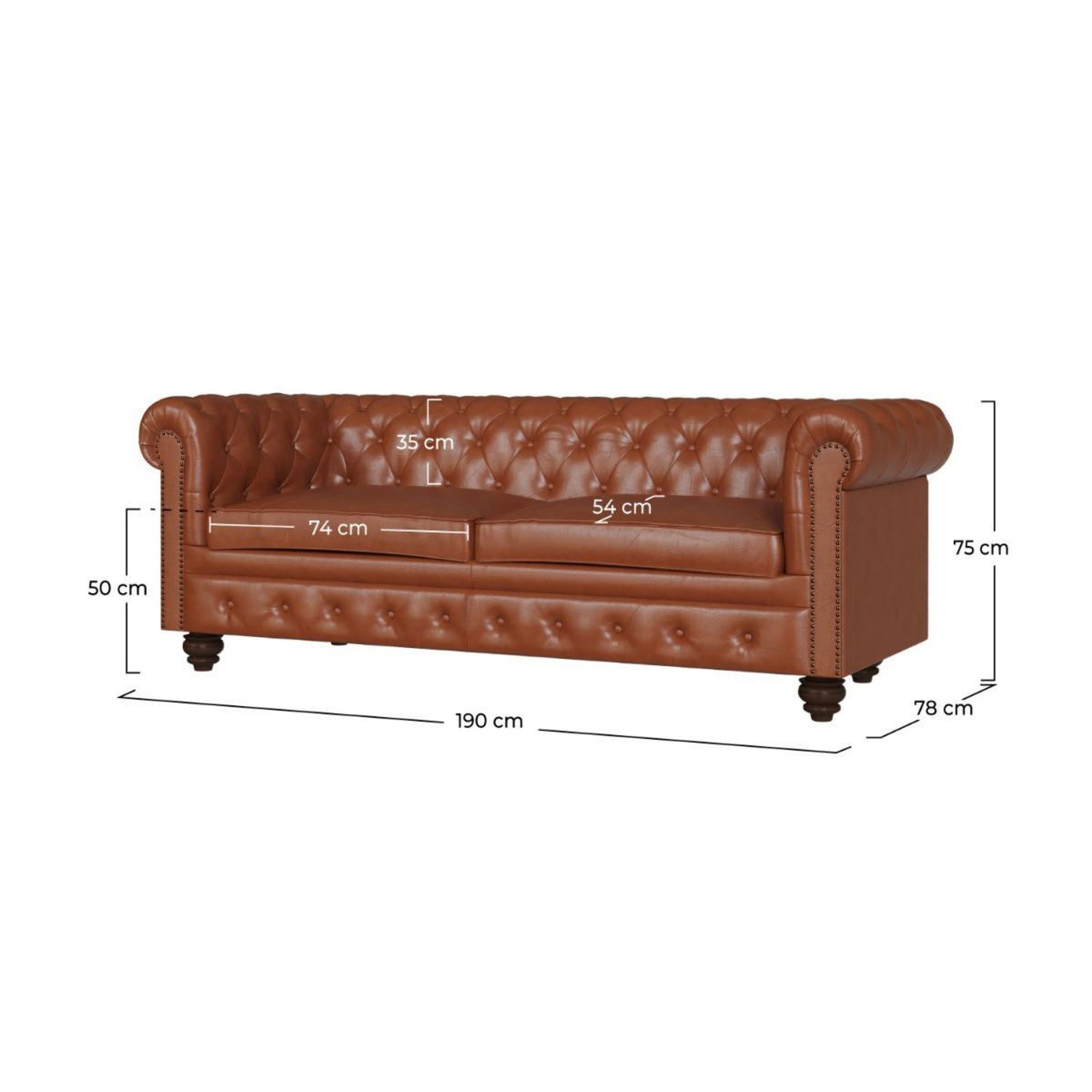 Rendez vous déco Canapé 2 places en cuir marron - Chesterfield