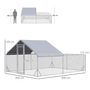 Voir la diapositive 3 : PAWHUT Enclos poulailler chenil 12 m² - parc grillagé dim 4L x 3l x 1,95H m - espace couvert - acier galvanisé