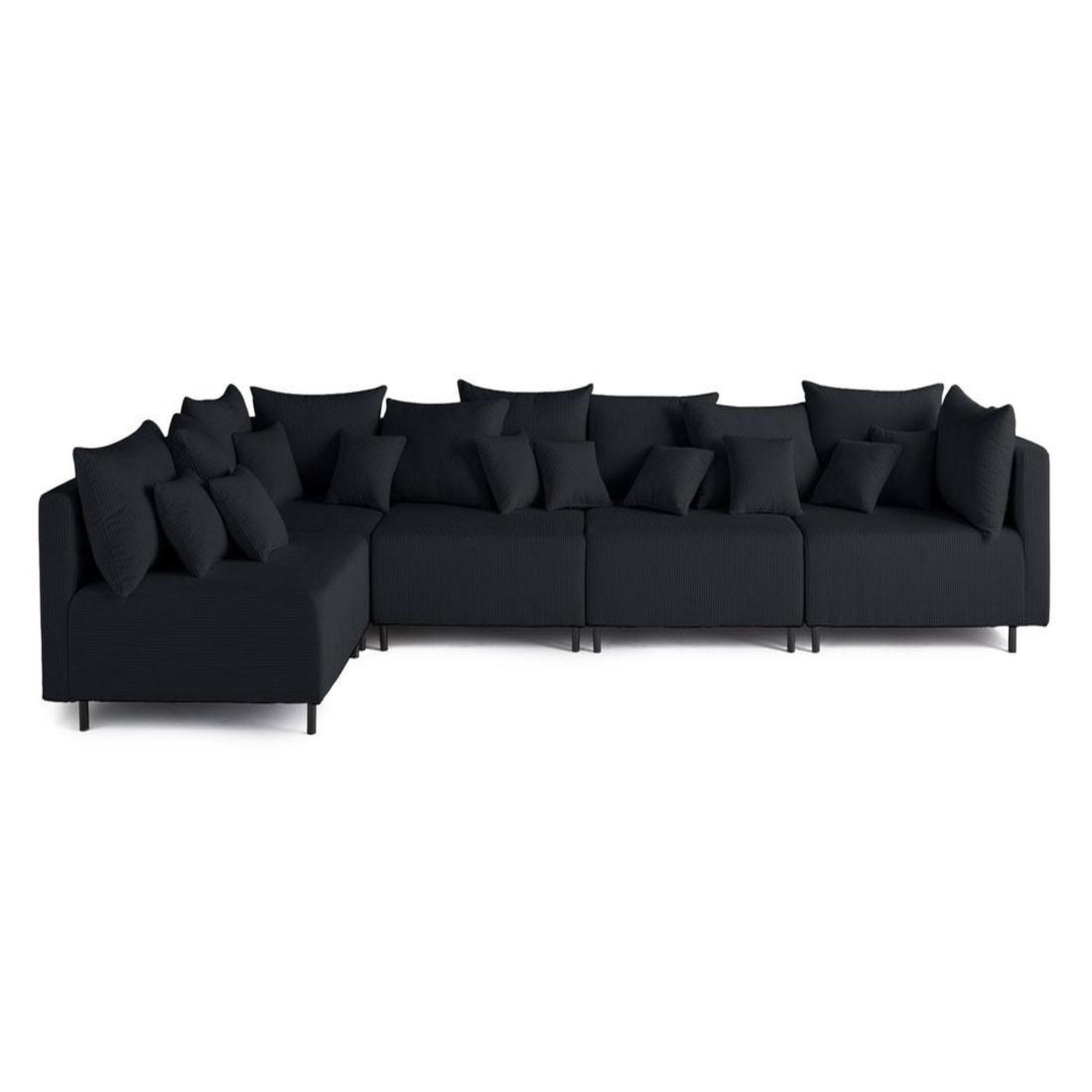 Voir la diapositive 1 : LISA DESIGN Edinburg - canapé modulable d'angle réversible 5 places - en velours côtelé