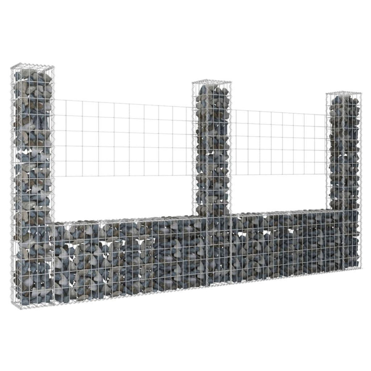 VIDAXL Panier de gabion en forme de U avec 3 poteaux Fer 260x20x150 cm