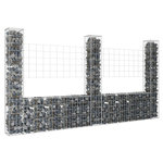 VIDAXL Panier de gabion en forme de U avec 3 poteaux Fer 260x20x150 cm