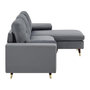 Voir la diapositive 5 : MARKET24 Canapé d'angle fixe réversible - Tissu gris - L 194 x P 139 x H 83 - Pieds bois et doré - NEW YORK