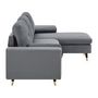 Voir la diapositive 5 : MARKET24 Canapé d'angle fixe réversible - Tissu gris - L 194 x P 139 x H 83 - Pieds bois et doré - NEW YORK