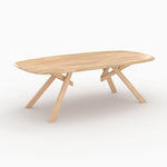 MAISON PAVANE Table rectangulaire en bois d'hévéa massif clair 8 personnes-Merlin