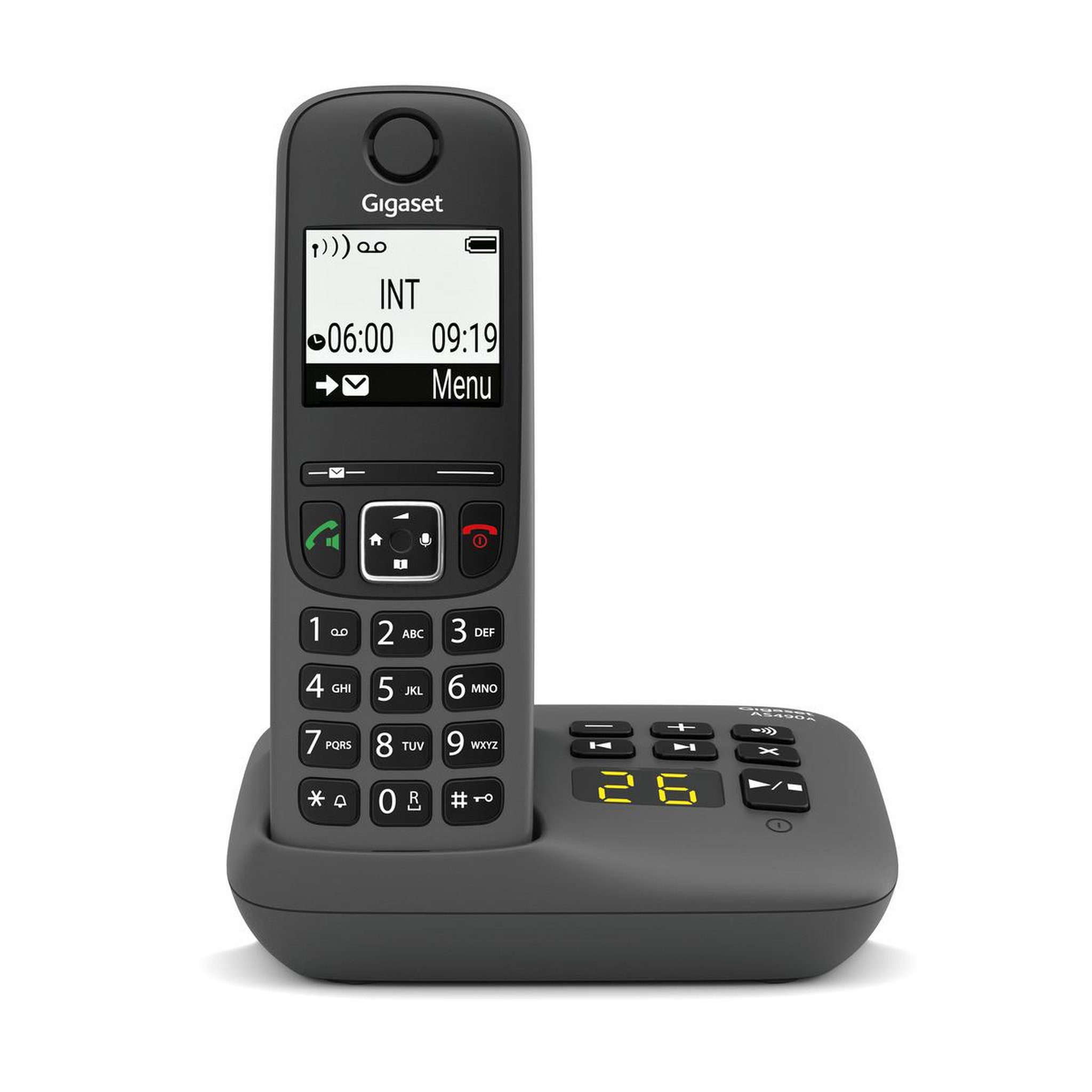 Voir la diapositive 2 : GIGASET TÉLÉPHONE SANS FIL GIGASET AS490A RÉPONDEUR MAINS LIBRES NOIR