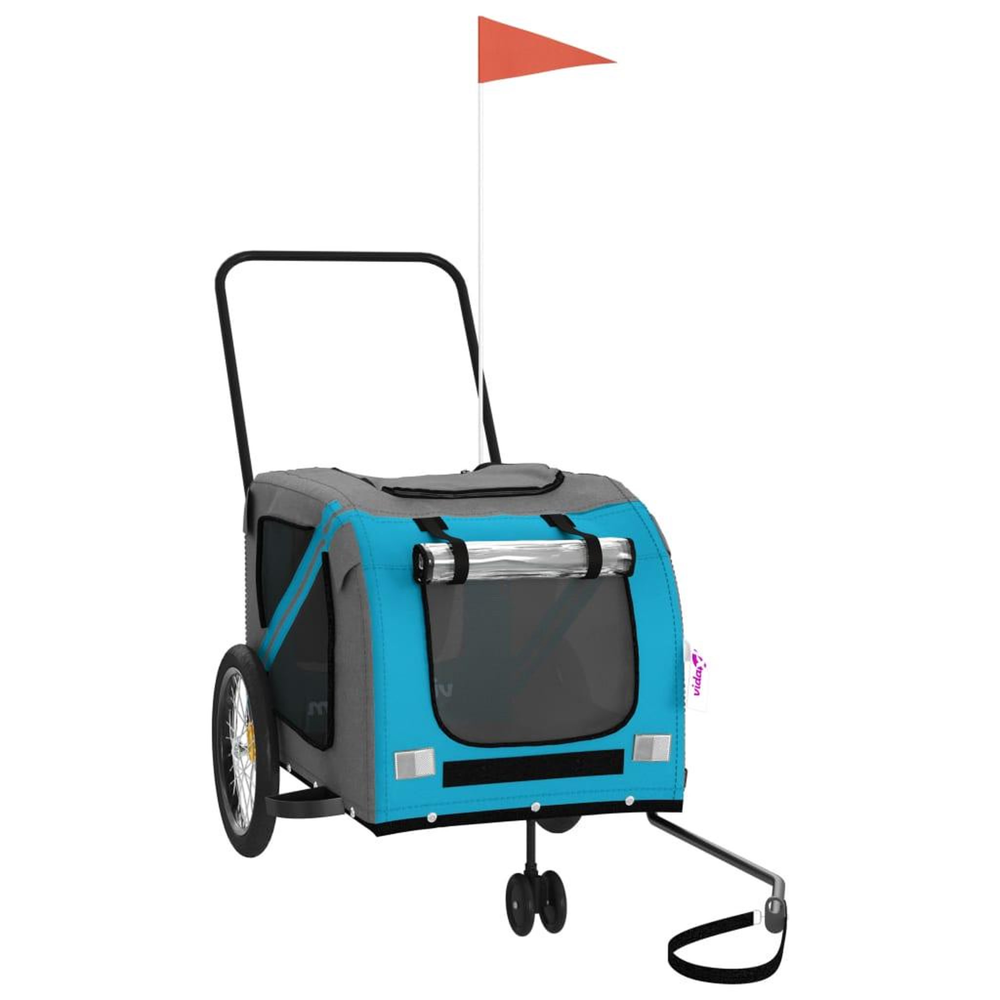 Voir la diapositive 2 : VIDAXL Remorque de velo pour animaux de compagnie bleu et gris
