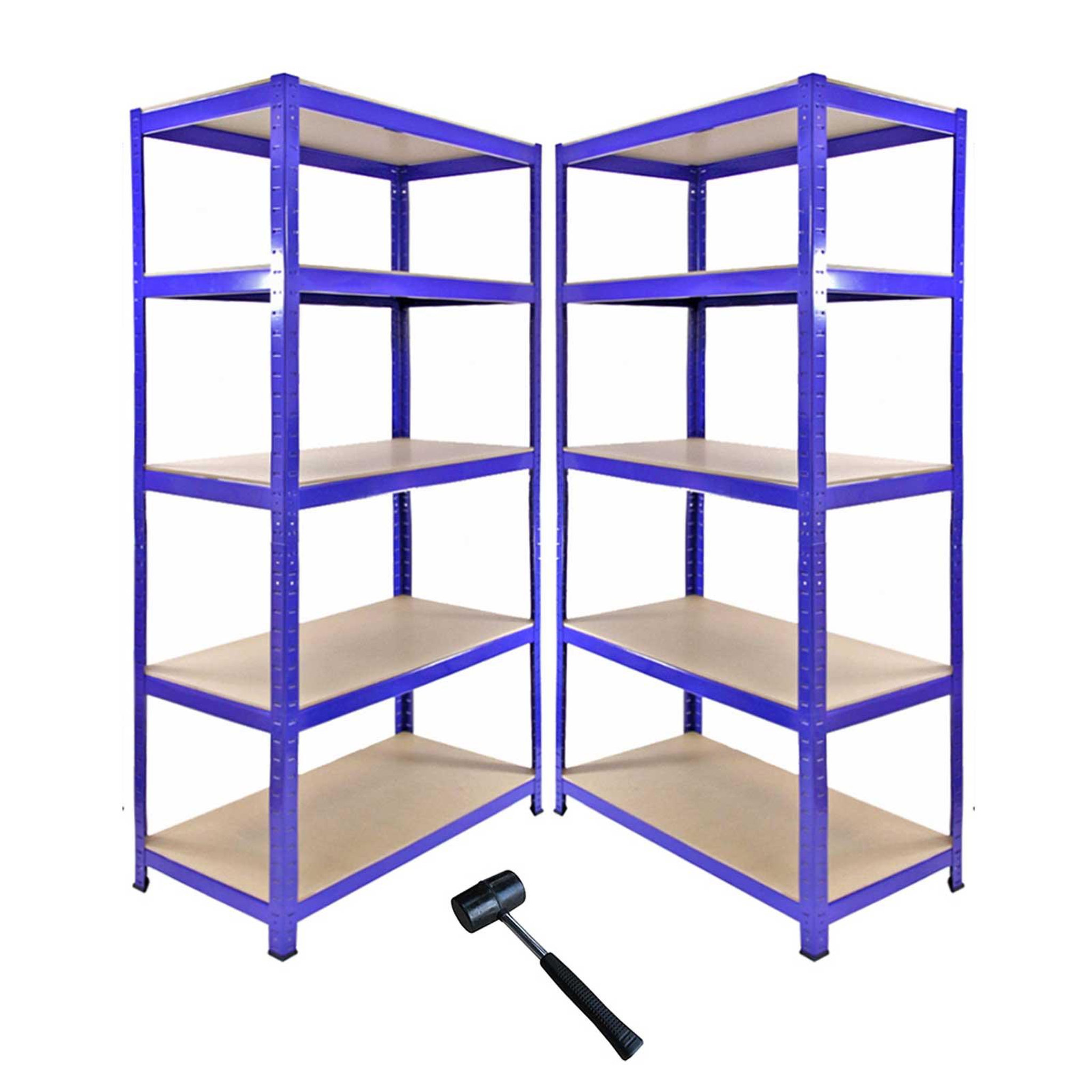Voir la diapositive 2 : MONSTER RACKING Lot de 1 rayonnage d'angle t-rax & 2 rayonnages t-rax en acier bleu