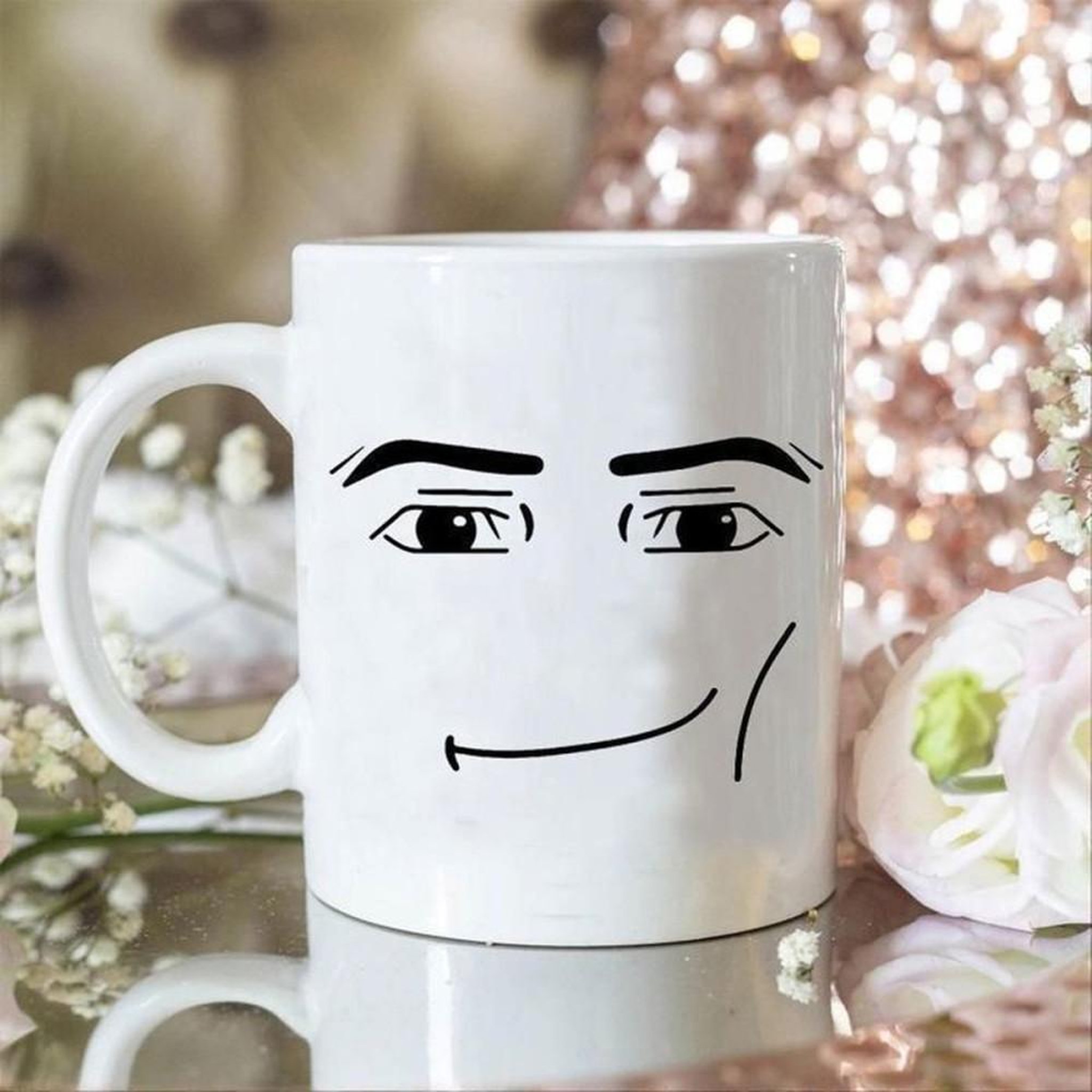 Voir la diapositive 4 : Tasse en céramique motif visage homme minimaliste 325 ml pour café, thé ou chocolat chaud