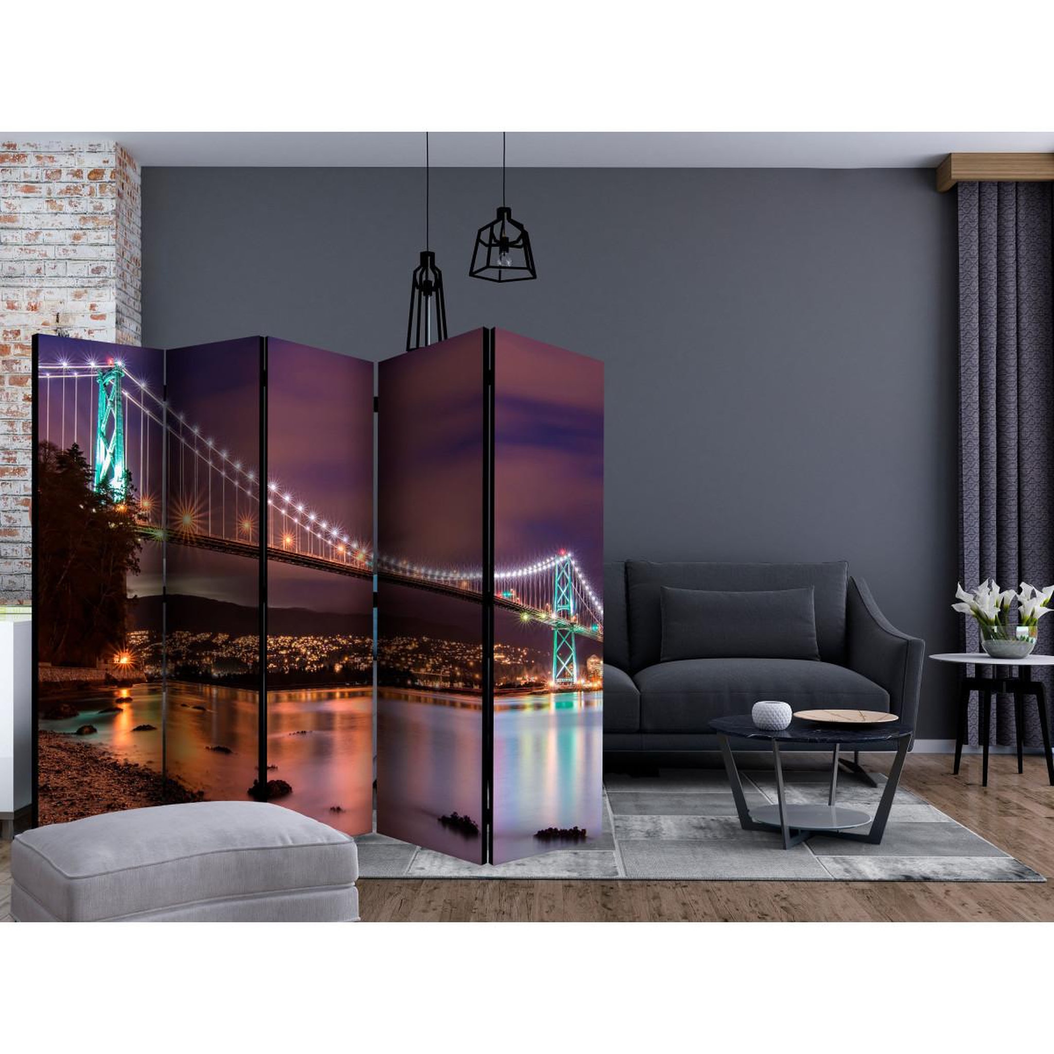 Voir la diapositive 2 : Paris Prix Paravent 5 volets  glow above the city  172x225cm
