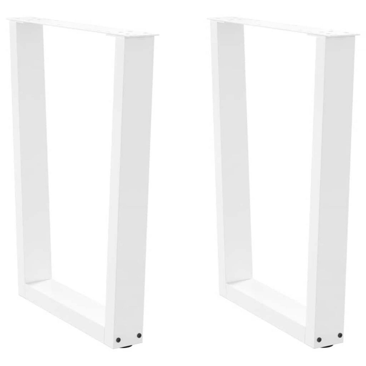 VIDAXL Pieds de table a manger forme V 2pcs blanc 70x(72-73,3)cm acier