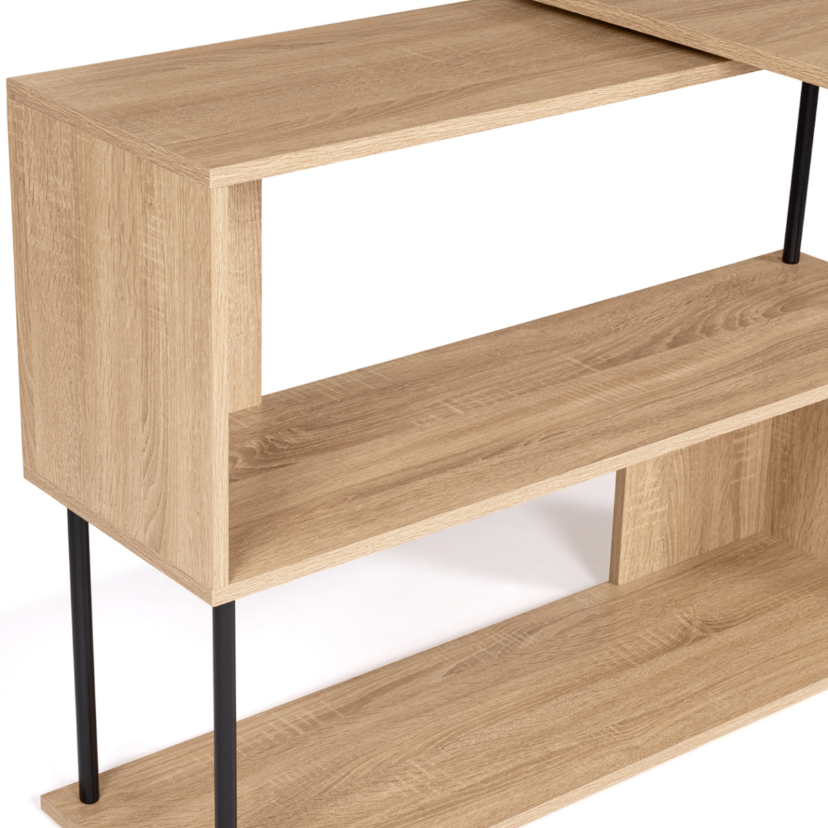 ID MARKET Bureau d'angle rotatif 180° DETROIT étagère forme S design industriel