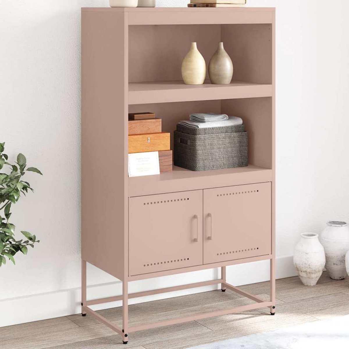 VIDAXL Buffet haut rose 68,5x38,5x123,5 cm acier