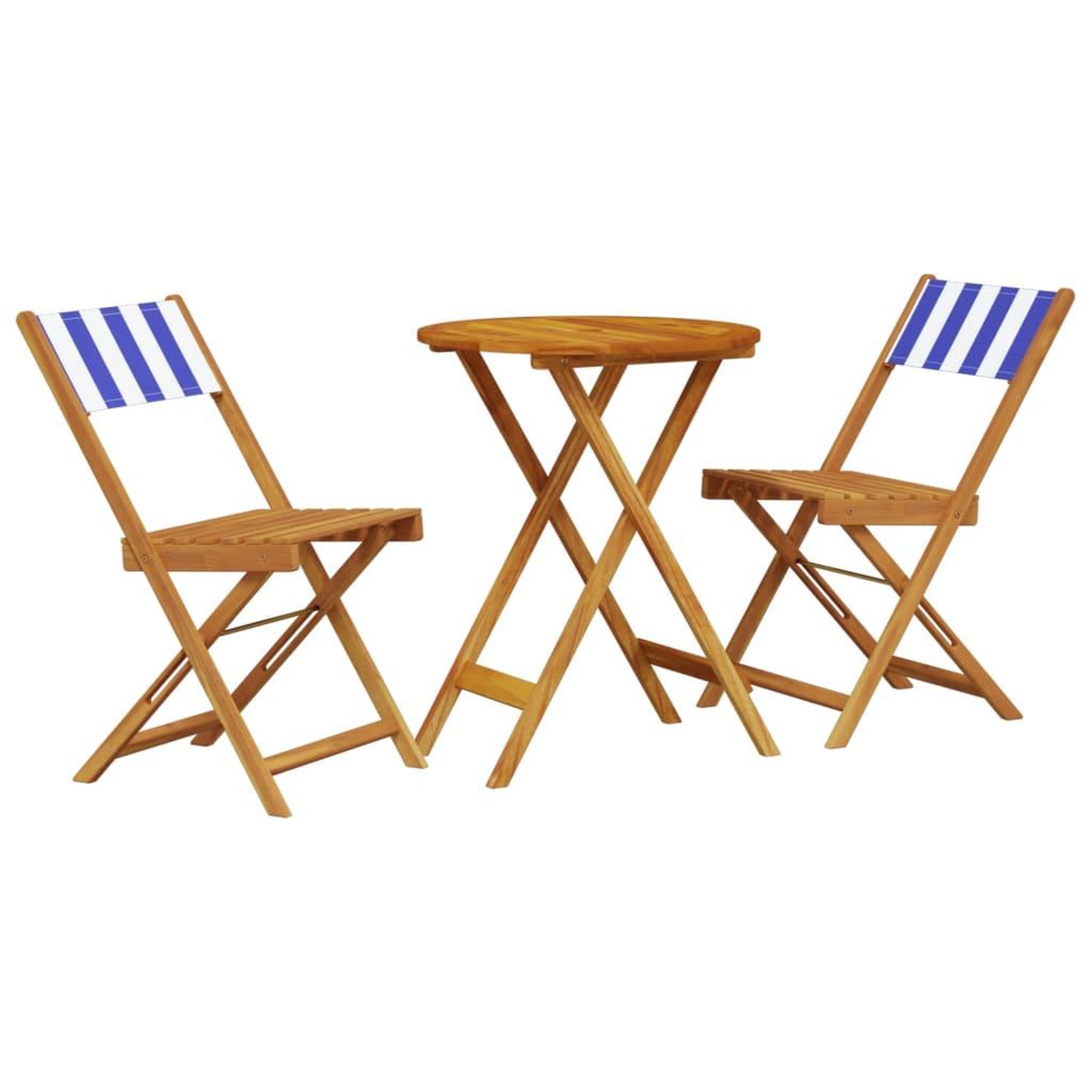 Voir la diapositive 2 : VIDAXL Ensemble de bistro 3 pcs bleu et blanc tissu et bois massif