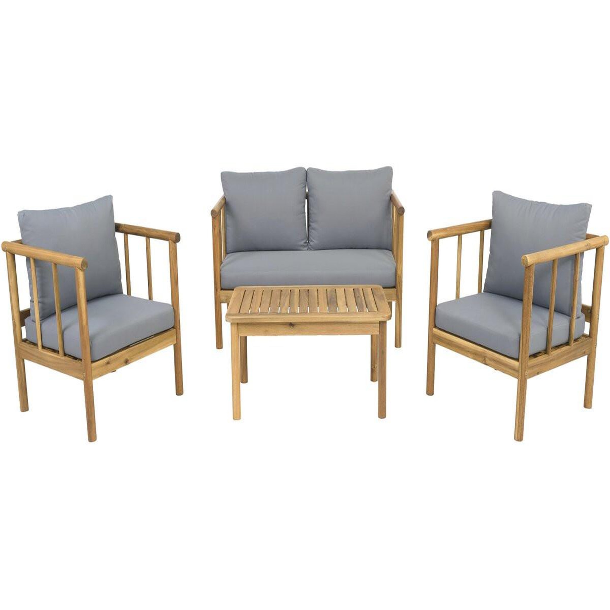 Habitat et Jardin Salon de jardin en bois avec coussins inclus  milano  - 4 places - gris