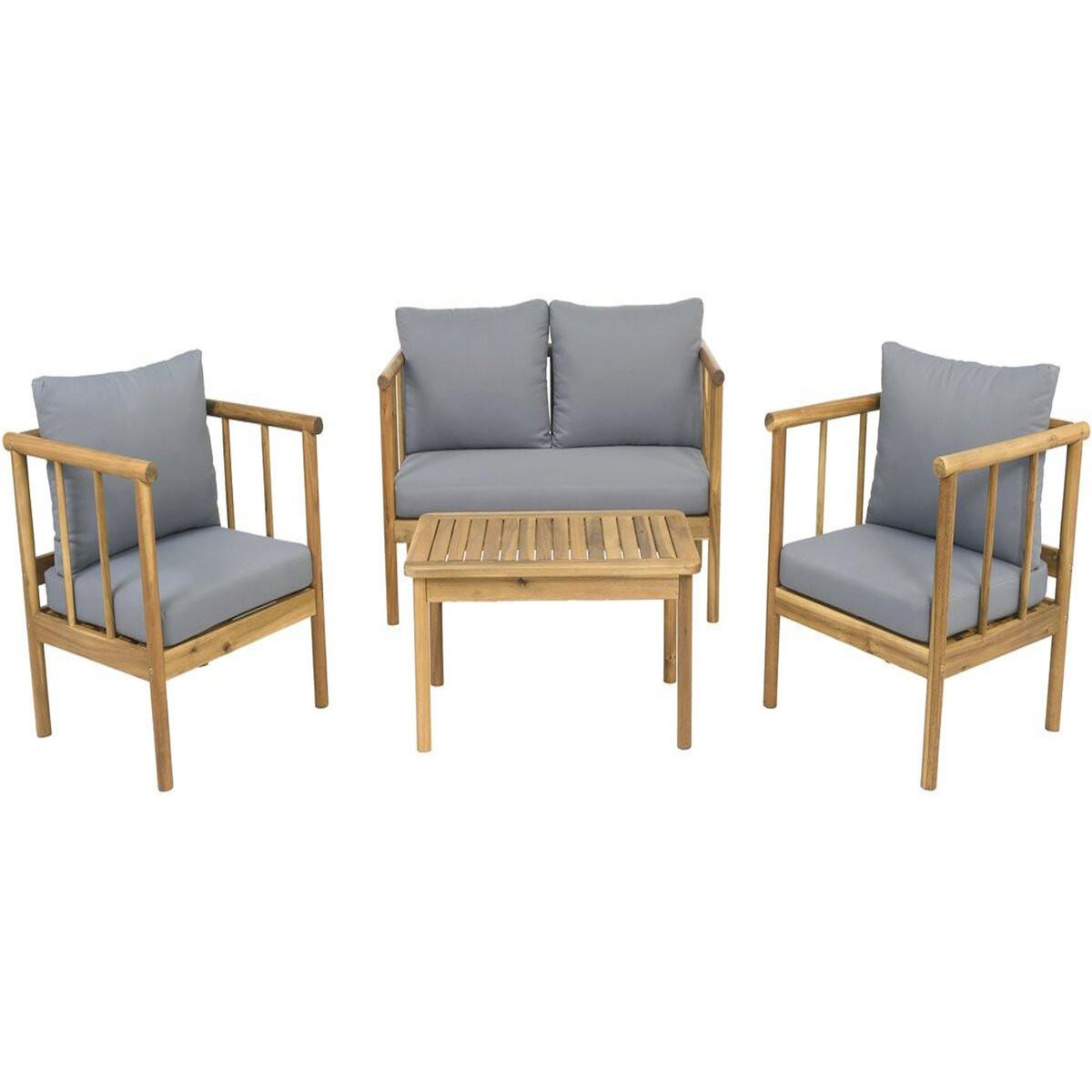 Habitat et Jardin Salon de jardin en bois avec coussins inclus  Milano  - 4 places - Gris